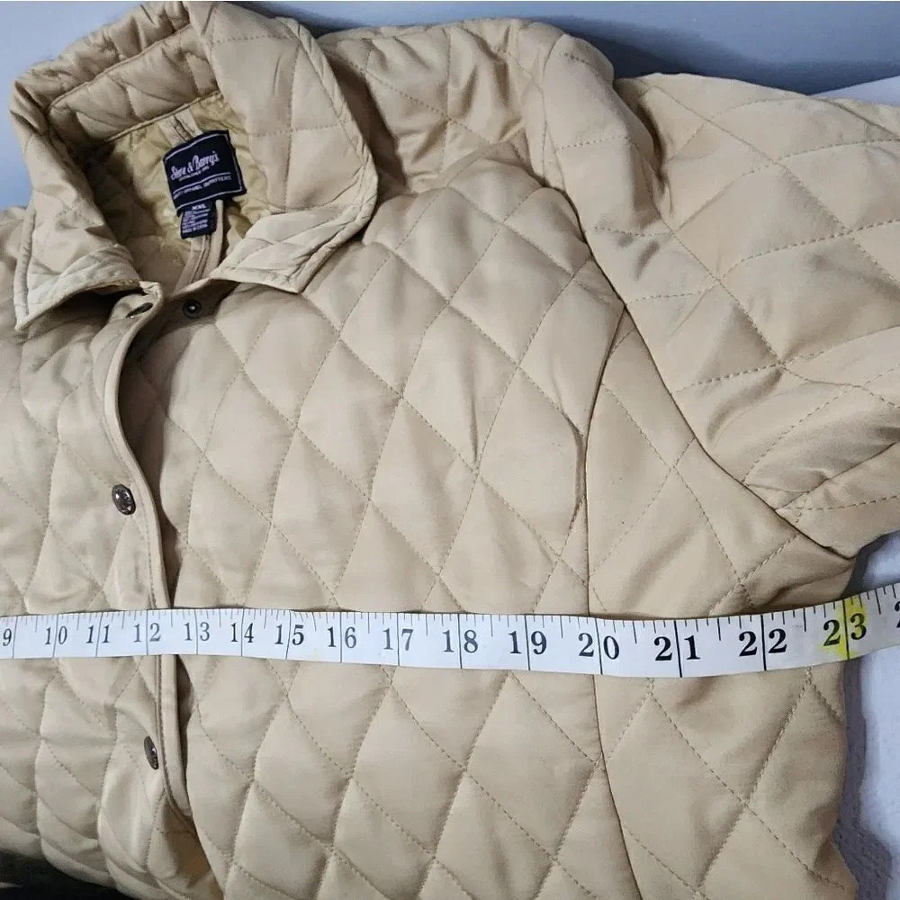 Steve & Barry’s Womens Tan Quilted Snap-Up Coat Jacket w/ Pockets XXL